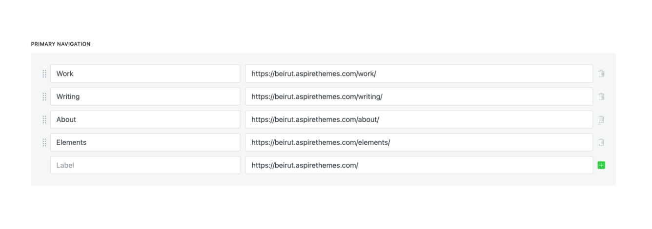 Ghost CMS navigation menu