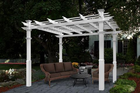 Tall Base Mouldings Installed on a Luxor Pergola