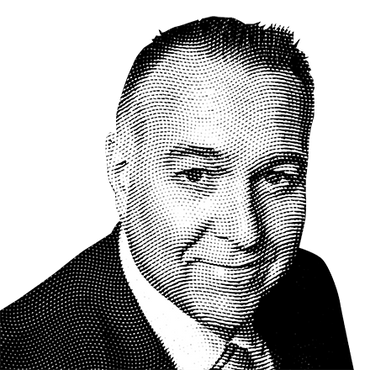 Halftone black and white image of Ken Patchett