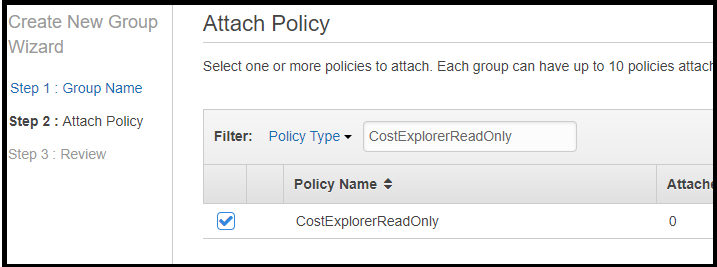 Attach policy in AWS AIM to display AWS billing info in Slack