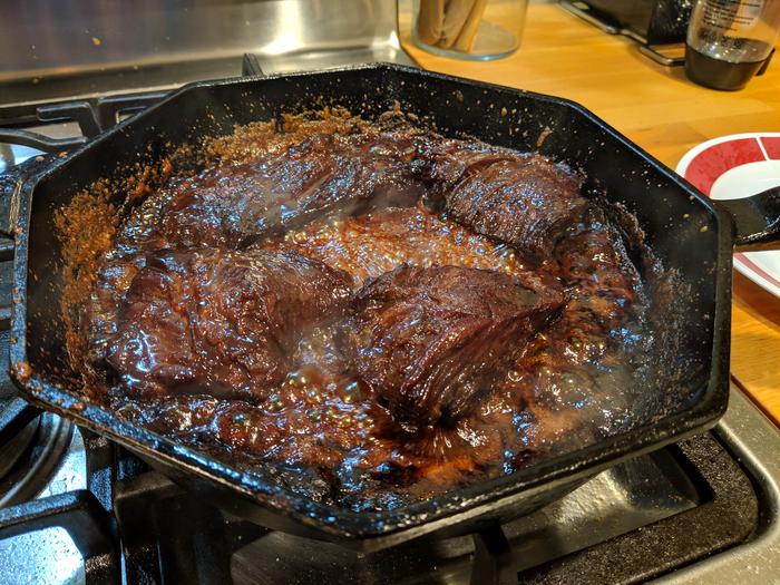 Pan sear and caramelization step