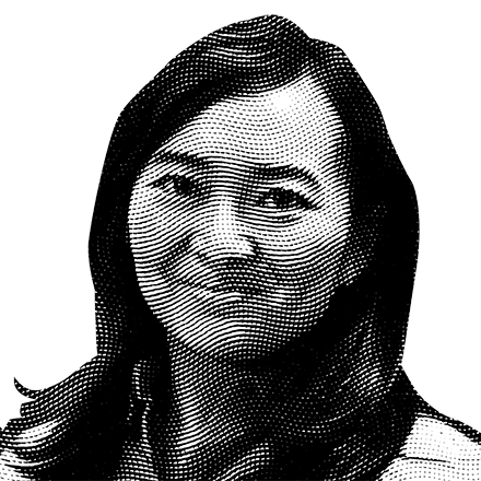 Halftone black and white image of Cheryl Hung