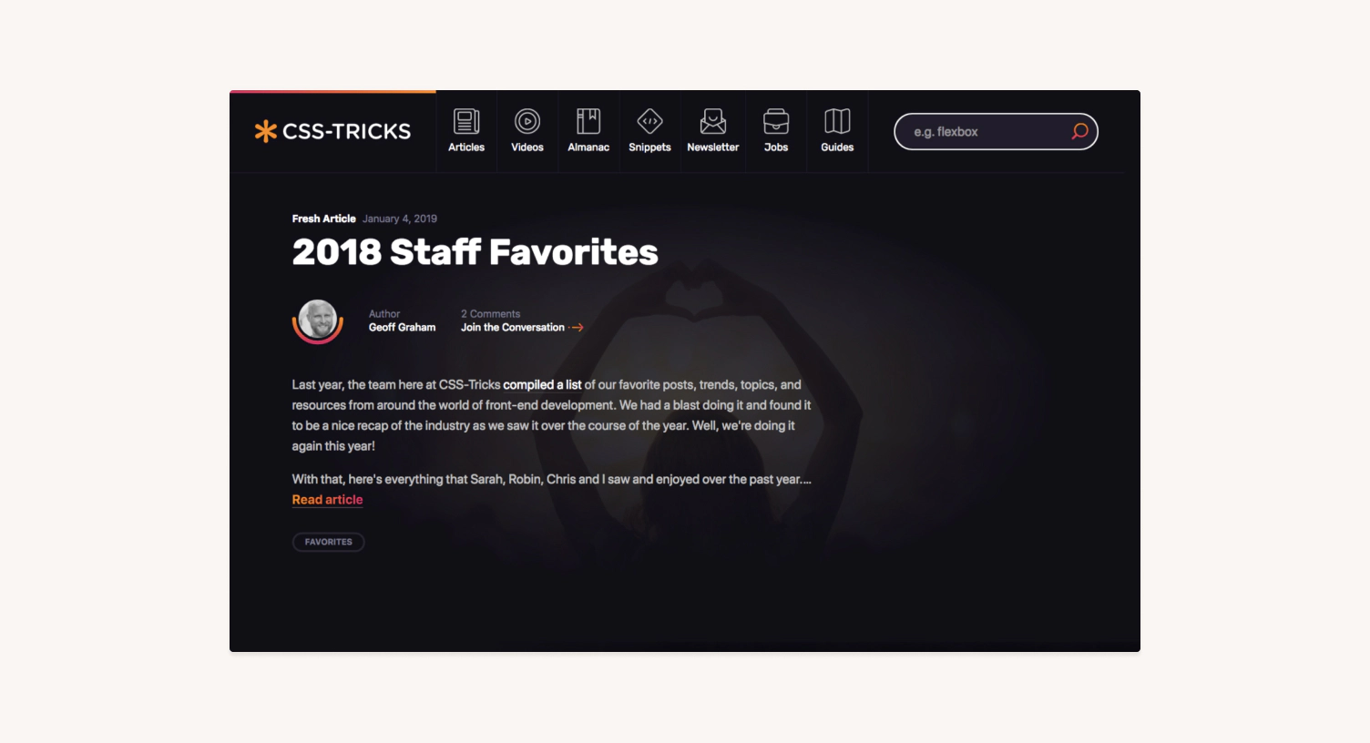 A screenshot of the CSS-Tricks homepage