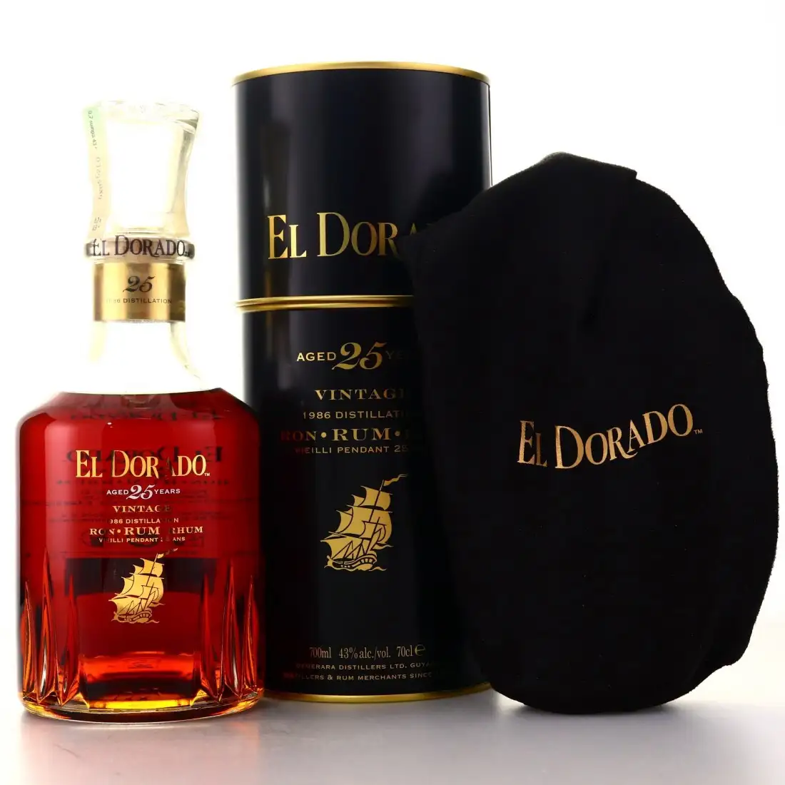 Image of the front of the bottle of the rum El Dorado 25 Vintage