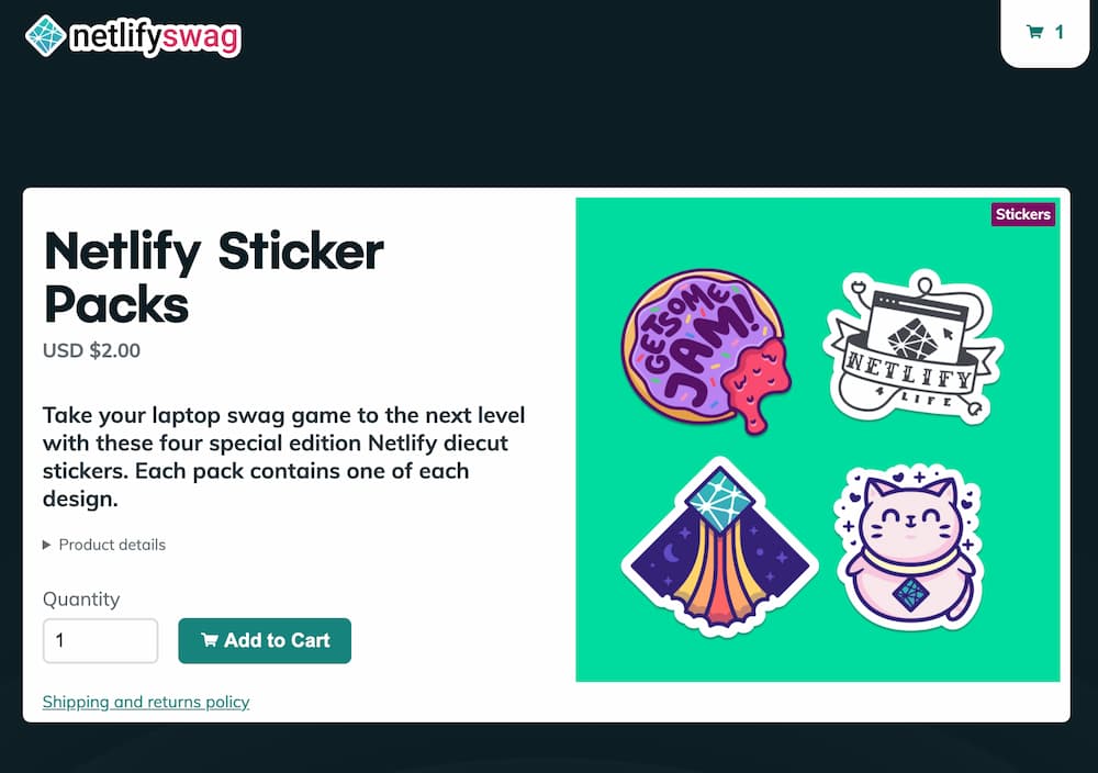 a screenshot of the sticker pack product screen