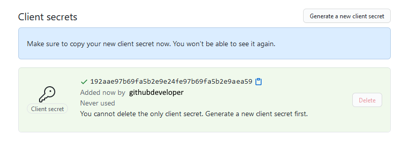 Copy Client secret