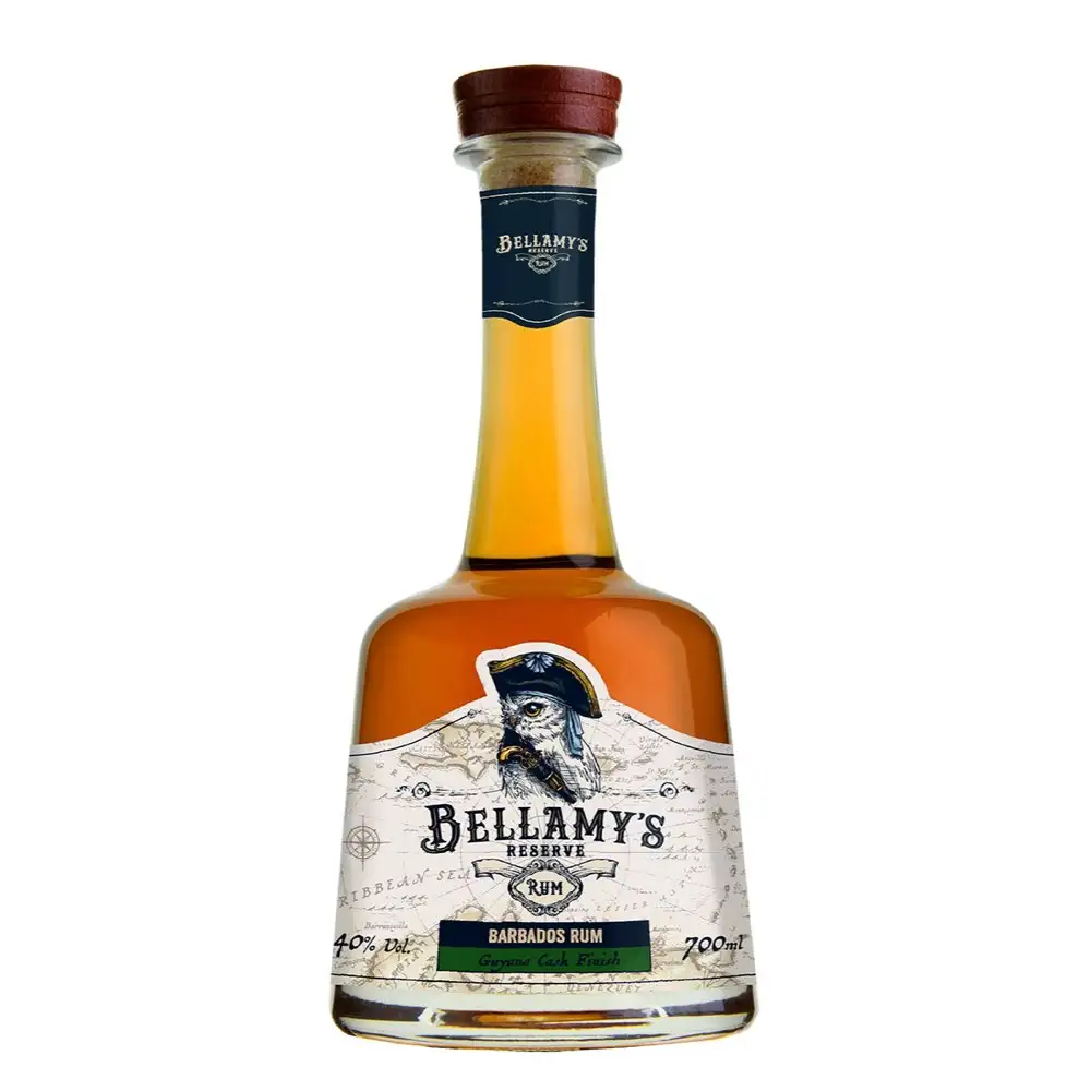 Image of the front of the bottle of the rum Bellamy‘s Reserve Guyana Cask Finish