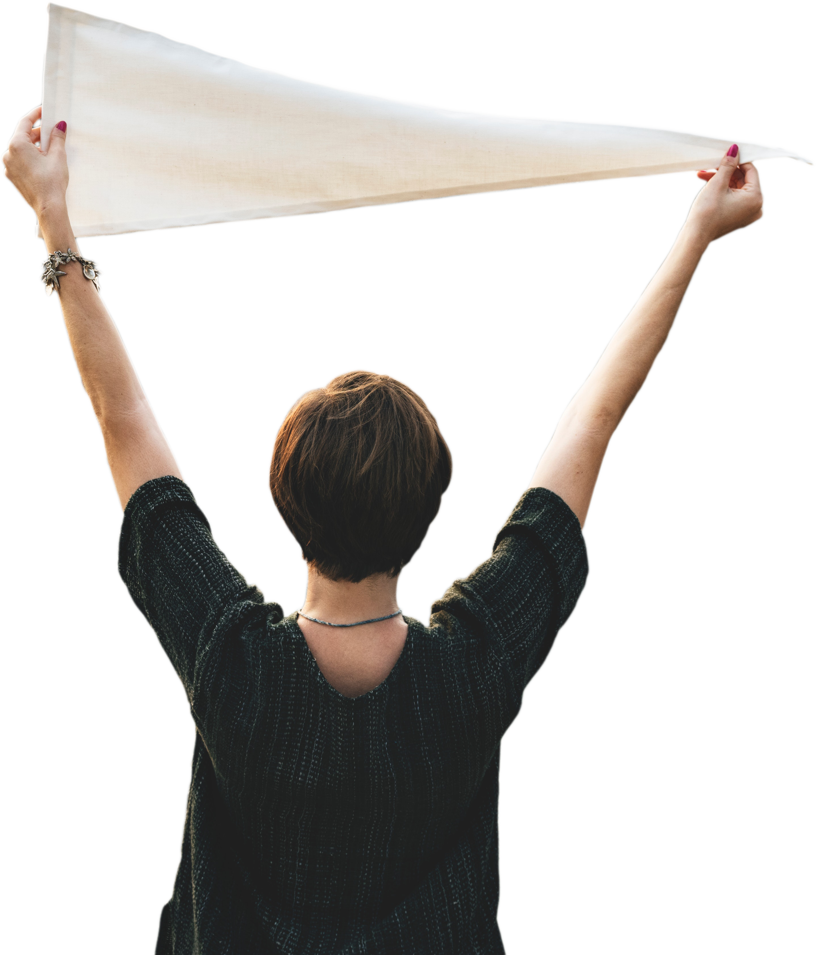 image of a person holding up a white flag