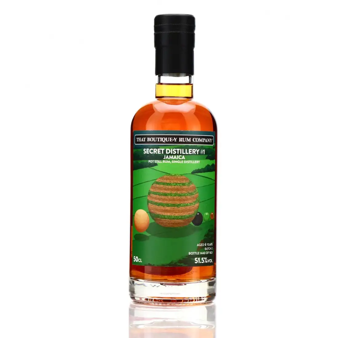 Image of the front of the bottle of the rum Secret Distillery #1
