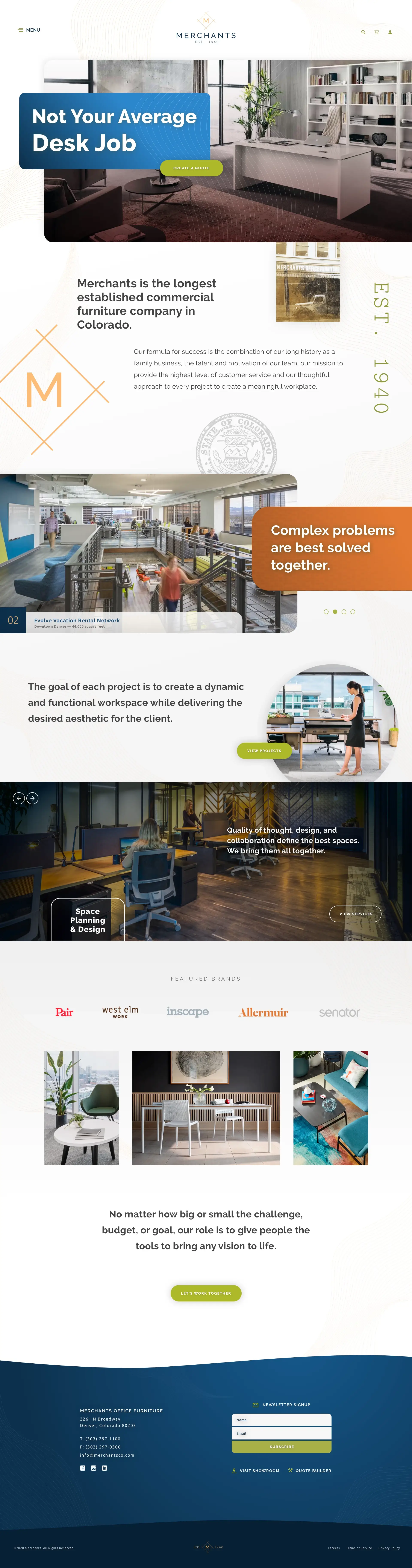 Web design created with Sketch for a long-time Denver furniture company.