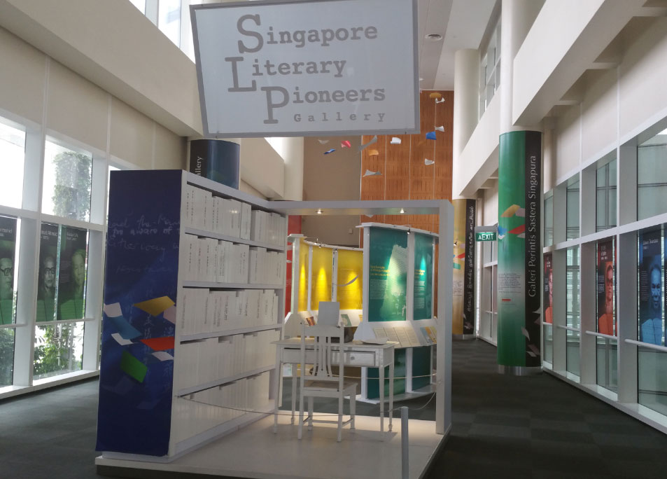 A photo showing an overview of Singapore Literary Pioneers exhibition.