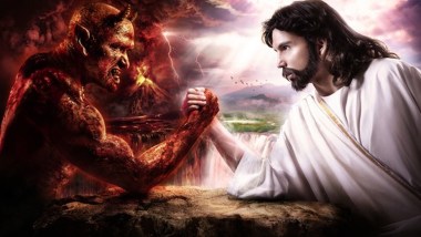 jesus and the devil arm wrestling