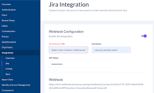 Jira Webhook configuration
