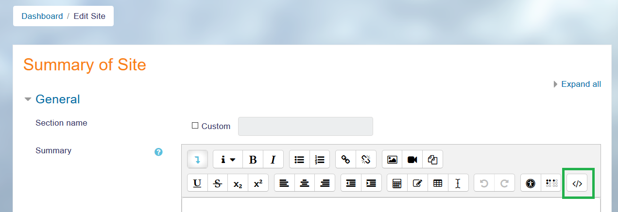 Edit site home