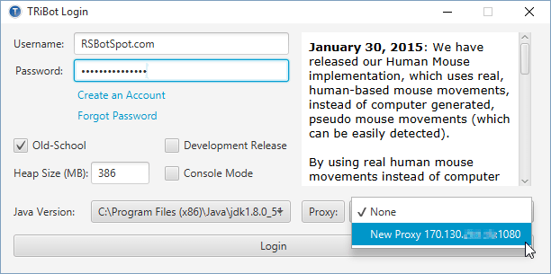 TRiBot Proxy Select - RSBotSpot