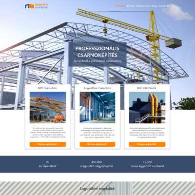 Brown Steel&Hall - csarnokgyártó - reszponzív landingpage
