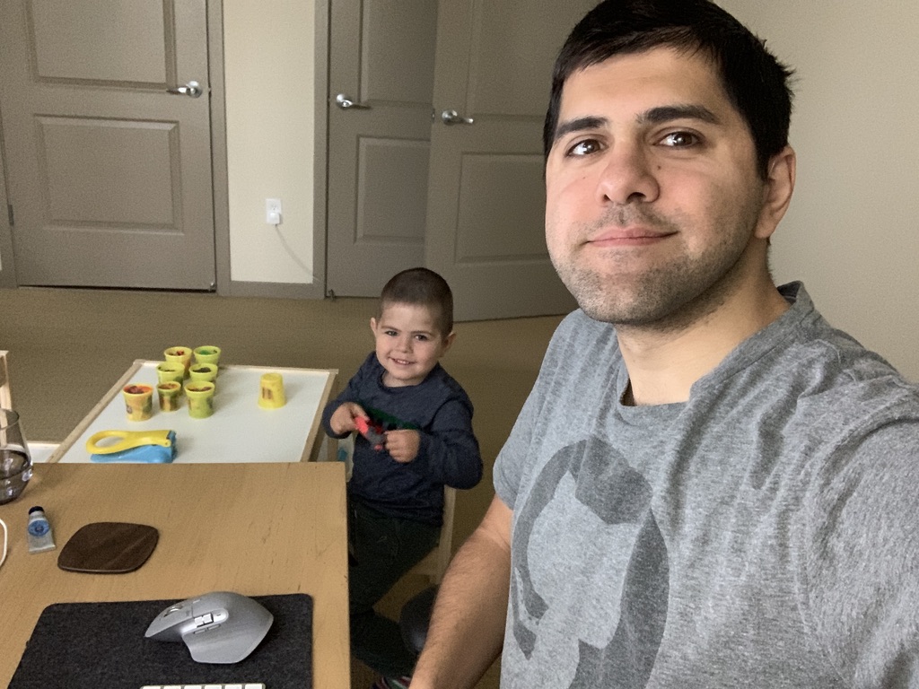 My son would sit next to me most of the times.