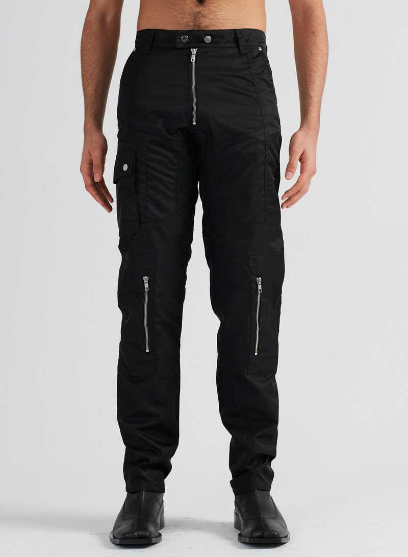 Asim Trousers Nylon Black, front view. GmbH AW22 collection.