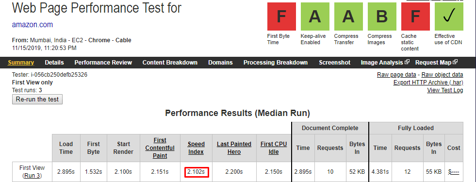 Web performance test