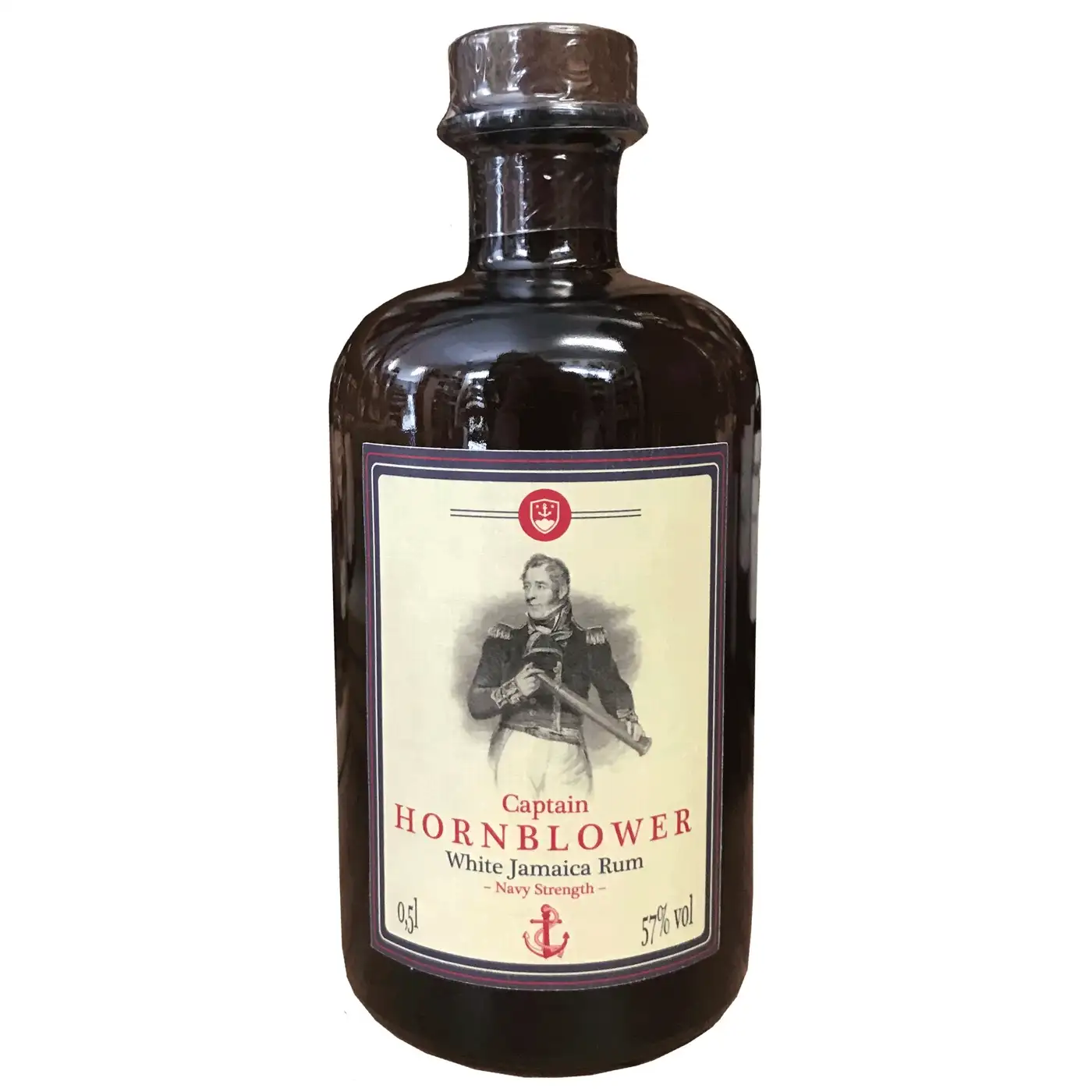 Image of the front of the bottle of the rum Captain Hornblower White Jamaica Rum