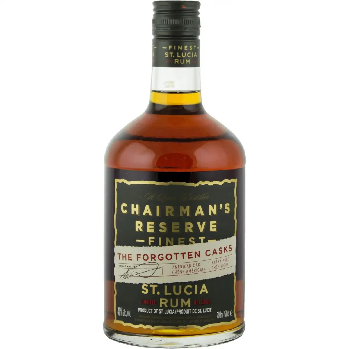 Image of the front of the bottle of the rum Chairman’s Reserve The Forgotten Casks