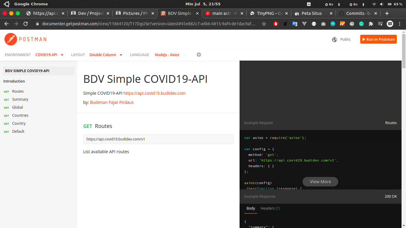 Simple COVID-19 Restful API