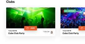 Events Page of the HiParty app.