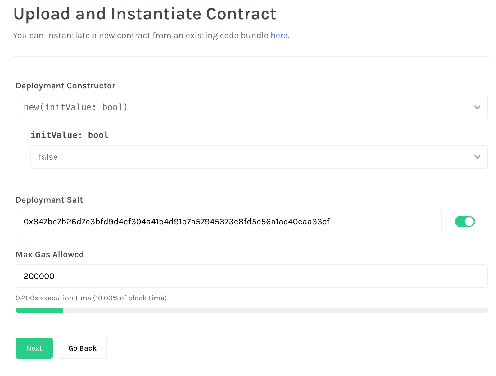 Create an instance of the smart contract