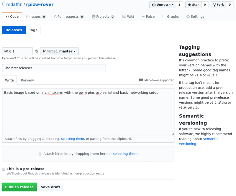 Tag a release in GitHub