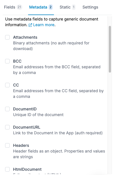 Extra fields are now Metadata fields