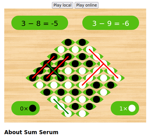 A finished game of Sum Serum