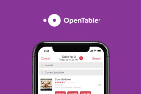 an advertisment showing the logo and product design of OpenTable