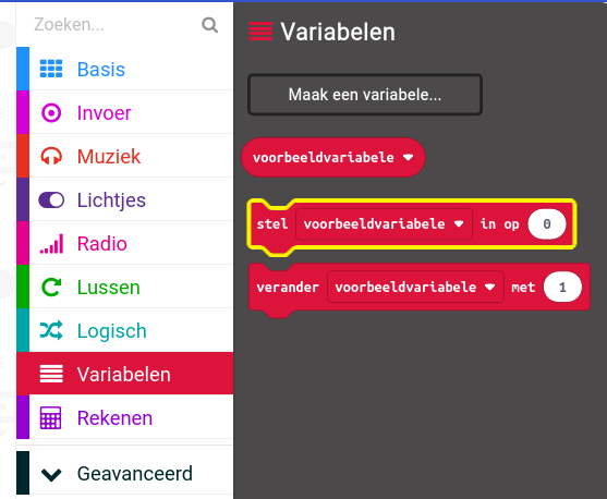 variabele block voorbeeld