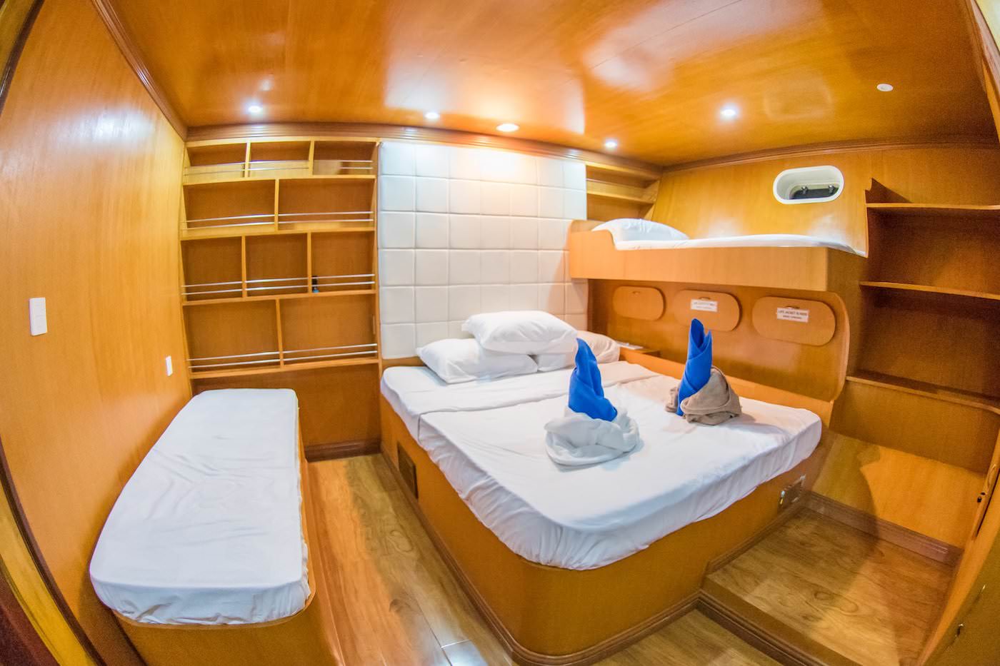 Maldives Explorer Charter Boat for surfing and diving around the atolls Cabin