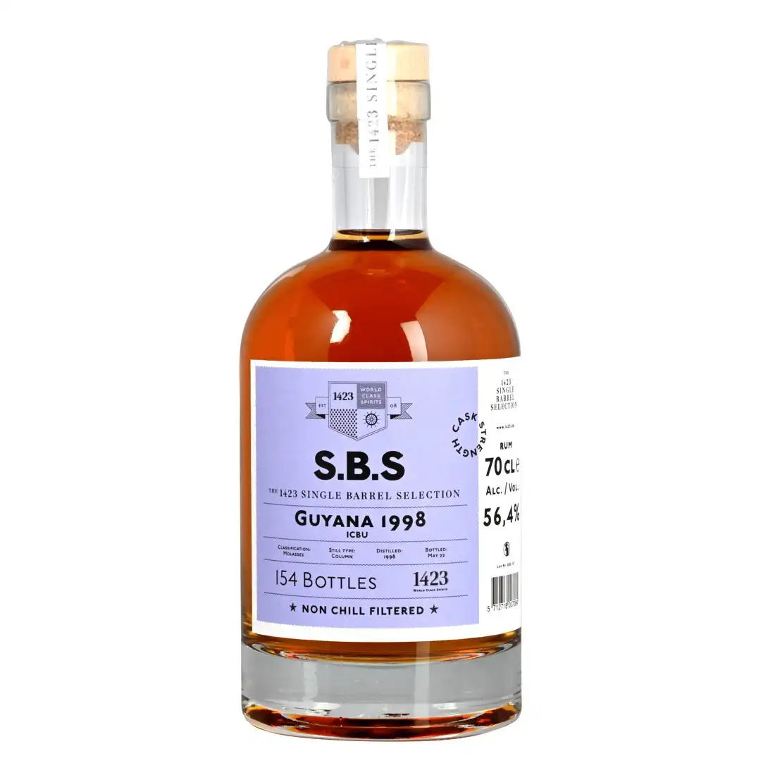 Image of the front of the bottle of the rum S.B.S Guyana ICBU
