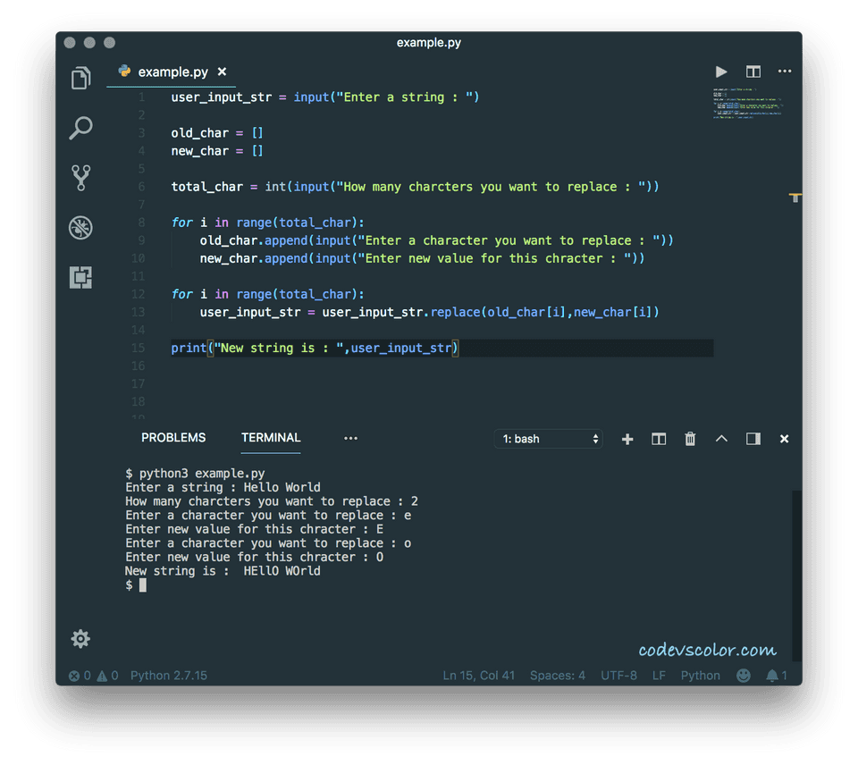 Python Program To Replace Single Or Multiple Charactersubstring In A String Codevscolor 4934