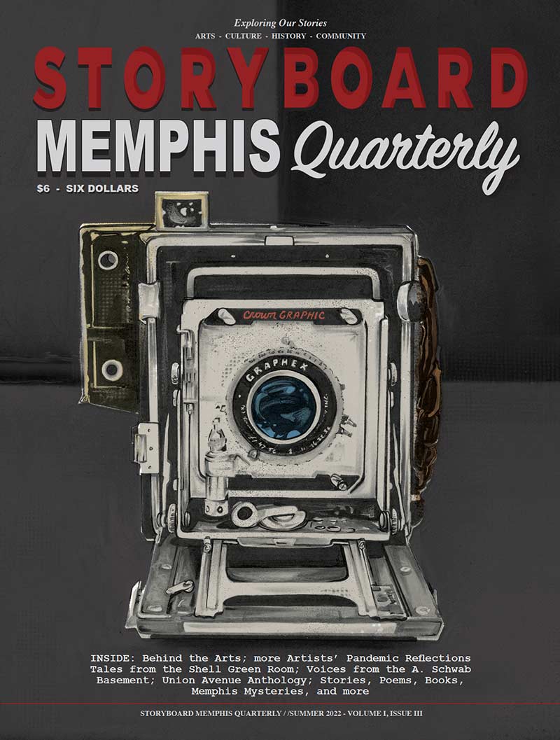 The Summer 2022 cover of Storyboard Memphis Quarterly Magazine features an artist’s rendering of a vintage camera.