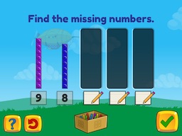 Stairsteps: Complete the pattern by adding or subtracting by 1's and 2's, within 10 Math Game