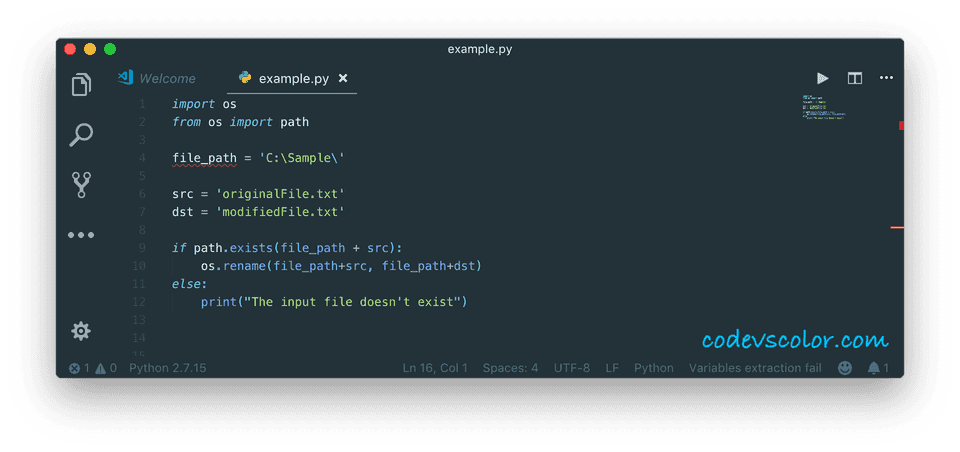 Python program to rename a directory or file - CodeVsColor