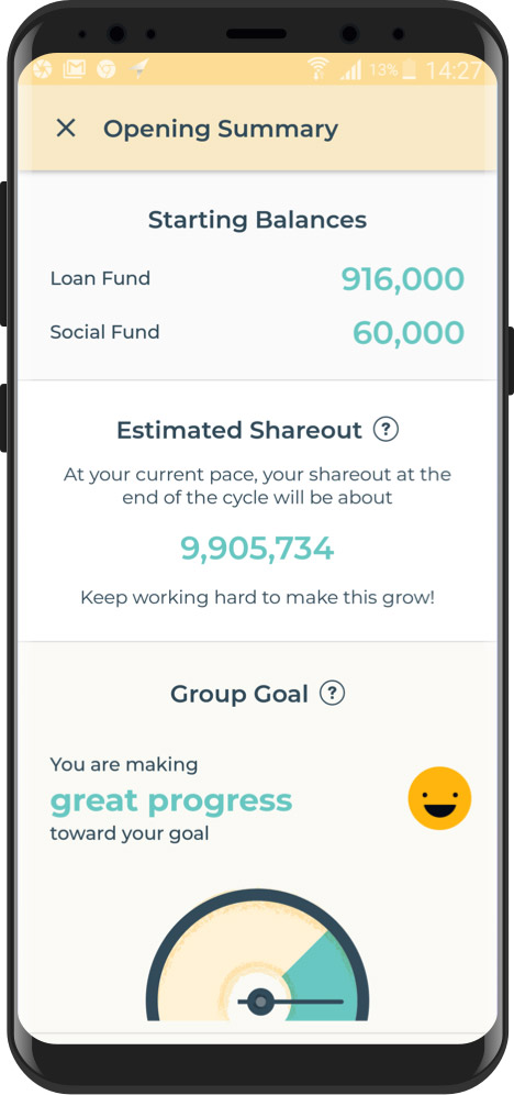 Screenshot of DreamSave mobile app user dashboard
