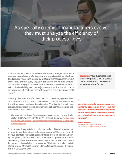 Specialty Chemicals Manufacturers Can Recoup Investor ROI via Automated
Process Flows
Left