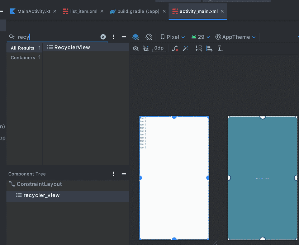 recyclerview view