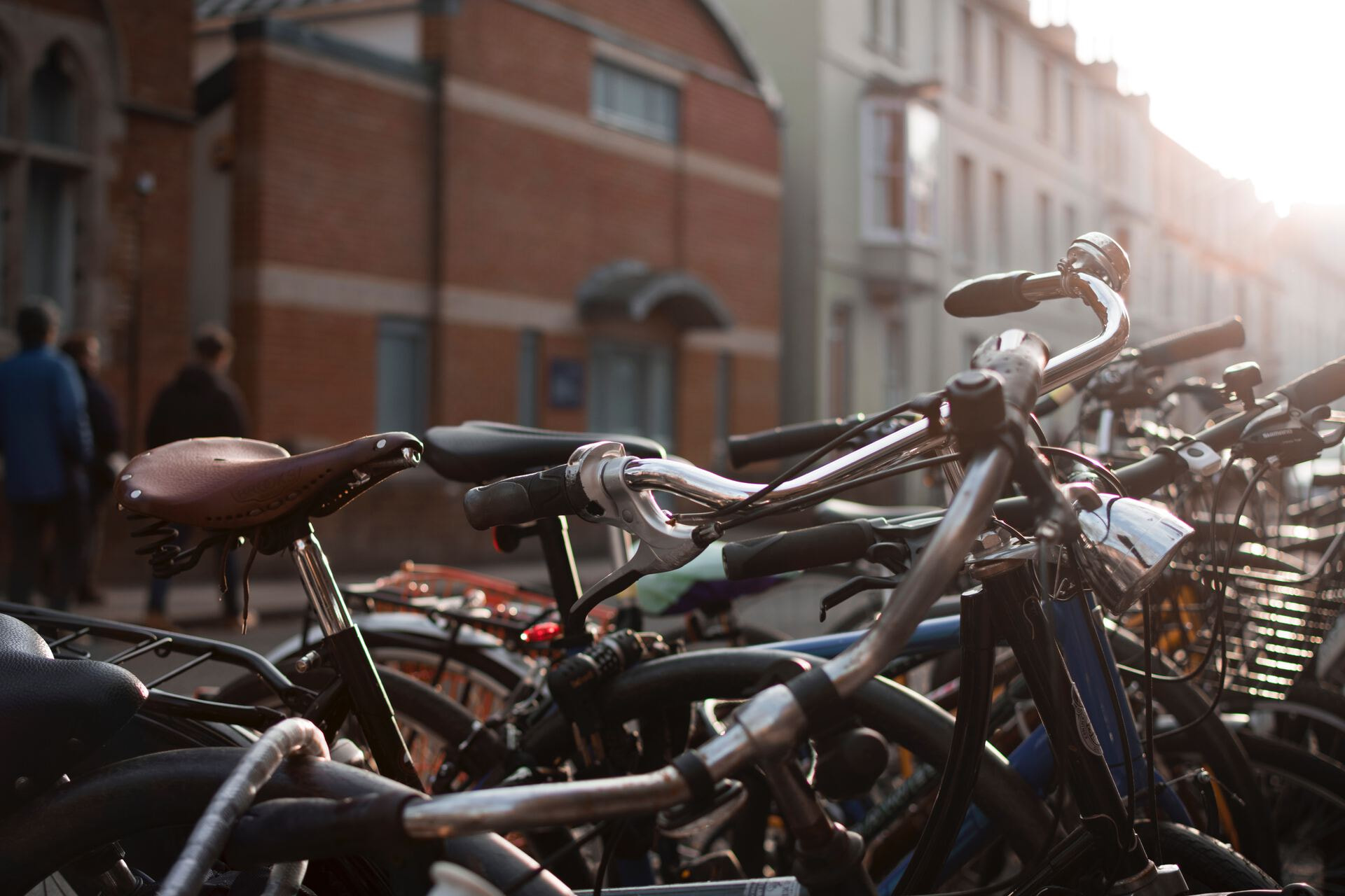 Bicycles parked in Oxford, England.