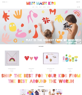 full page image of shopify web design for kids toy and craft store Mish Mash Kids