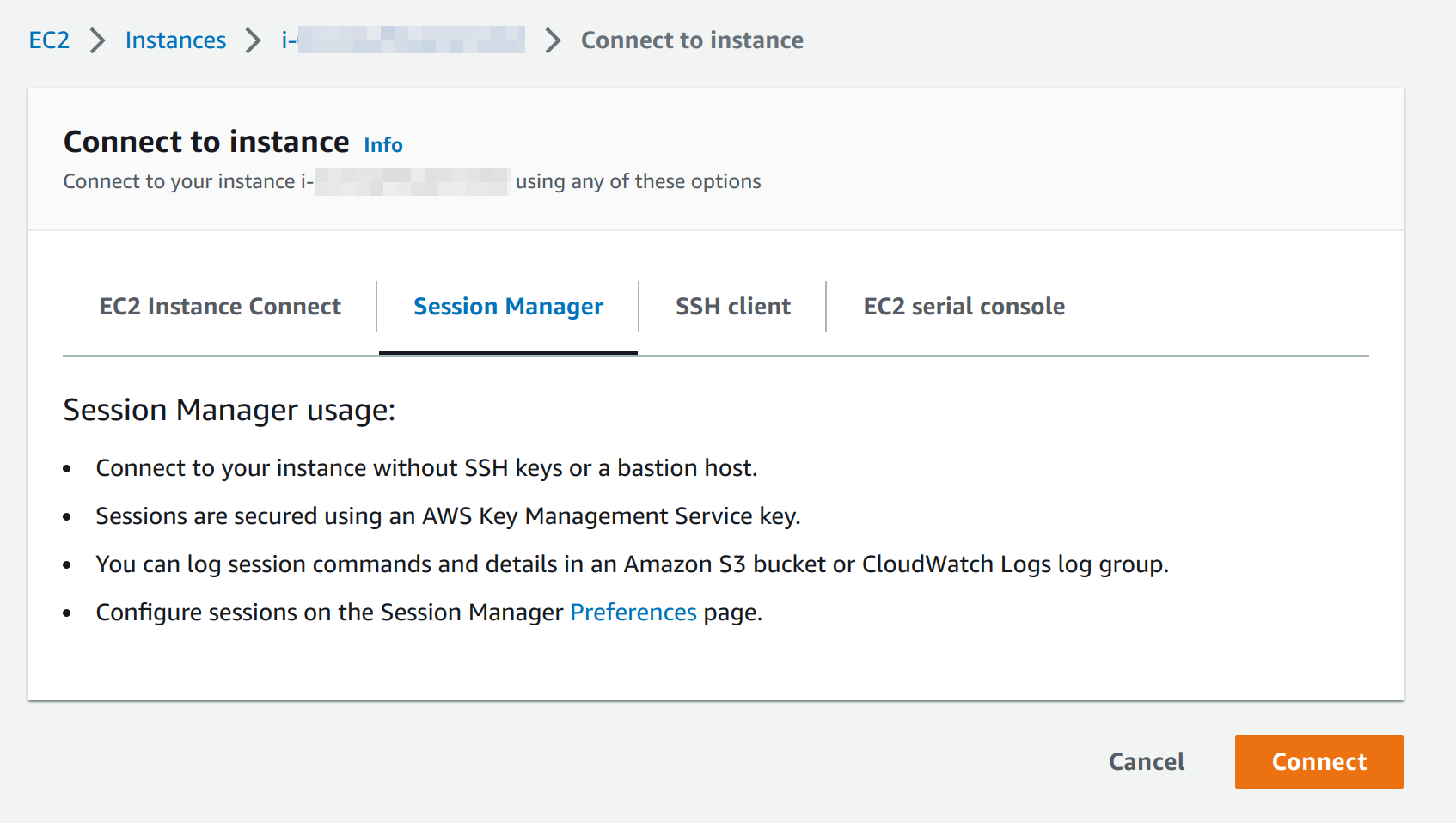 Session Manager console
