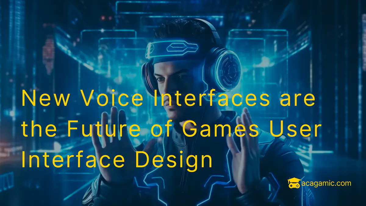 An AI-generated image of a gamer wearing a sound interface headset with headphones, who is holding up his hands. The atmosphere feels like Tron and the image is rendered in a futuristic style.