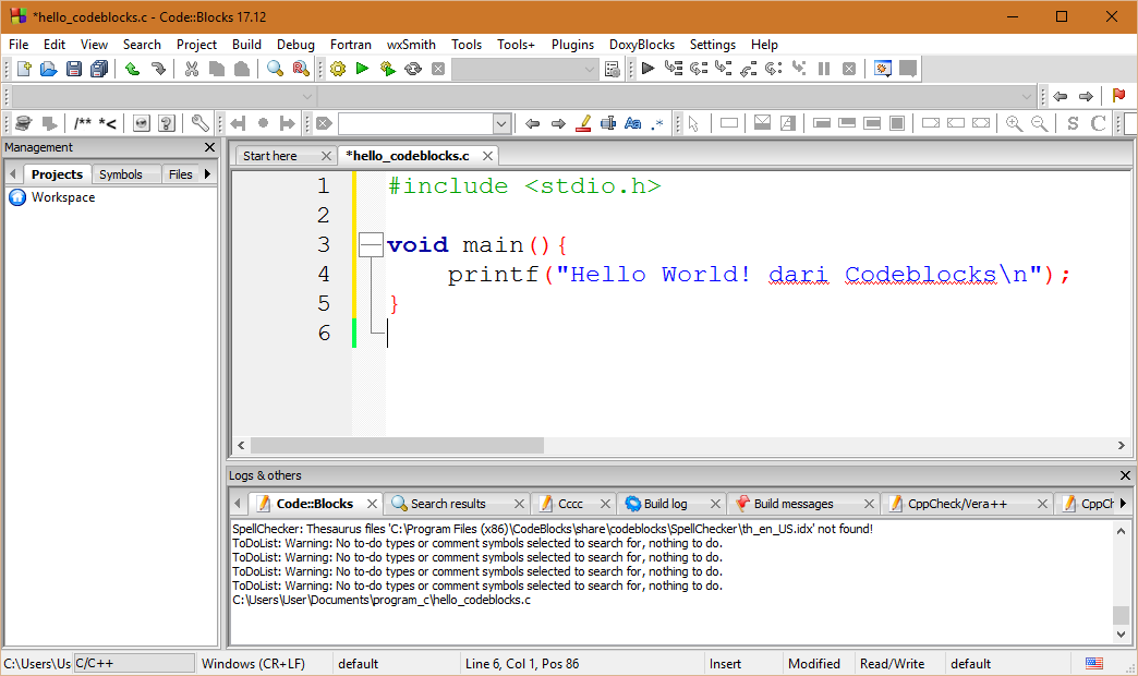 Membuat program C di Codeblocks