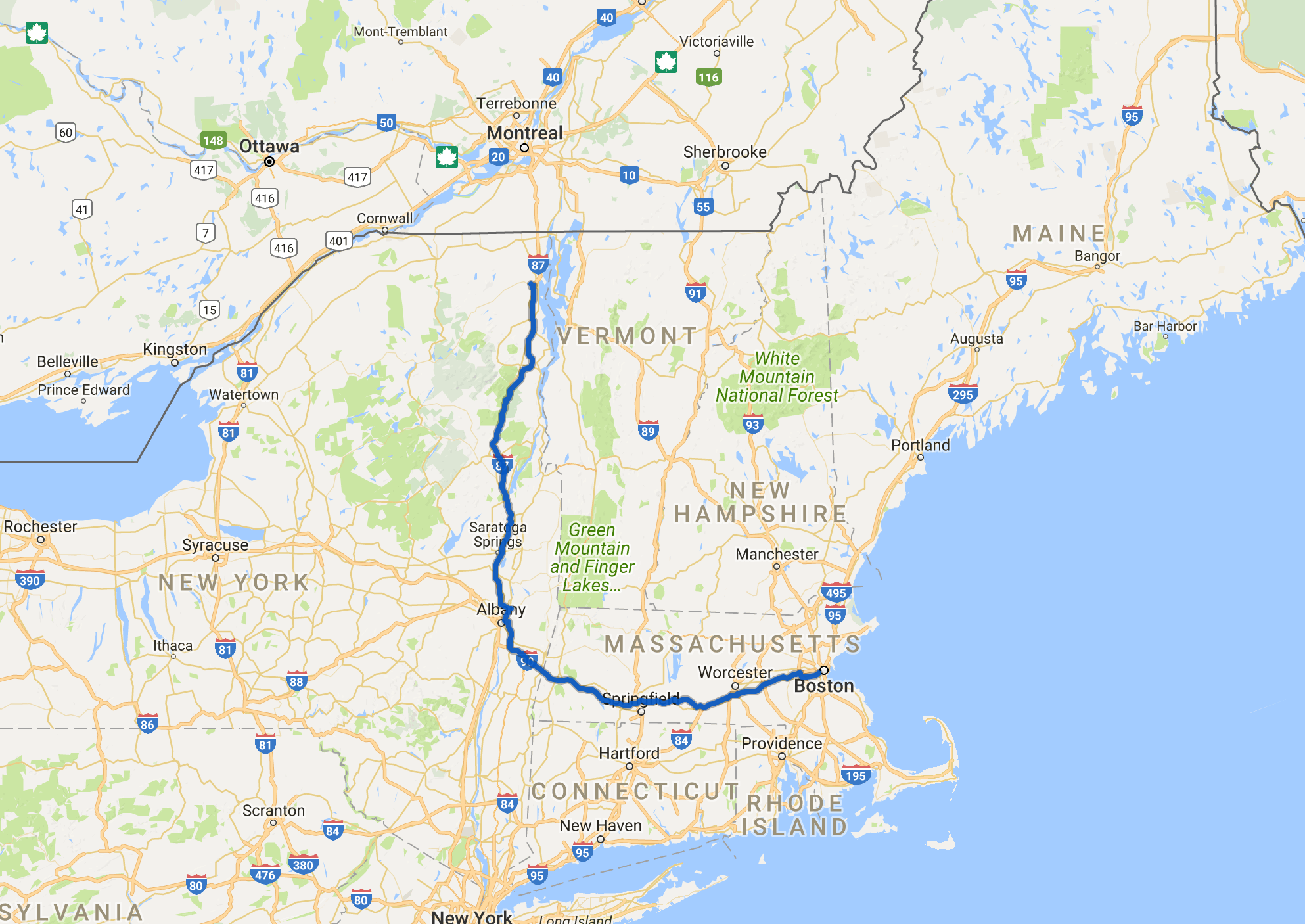 Close-up on the driving route.
