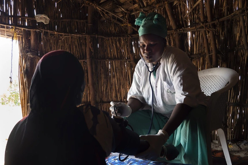 A nurse at a mobile medical clinic run by Concern in Chad