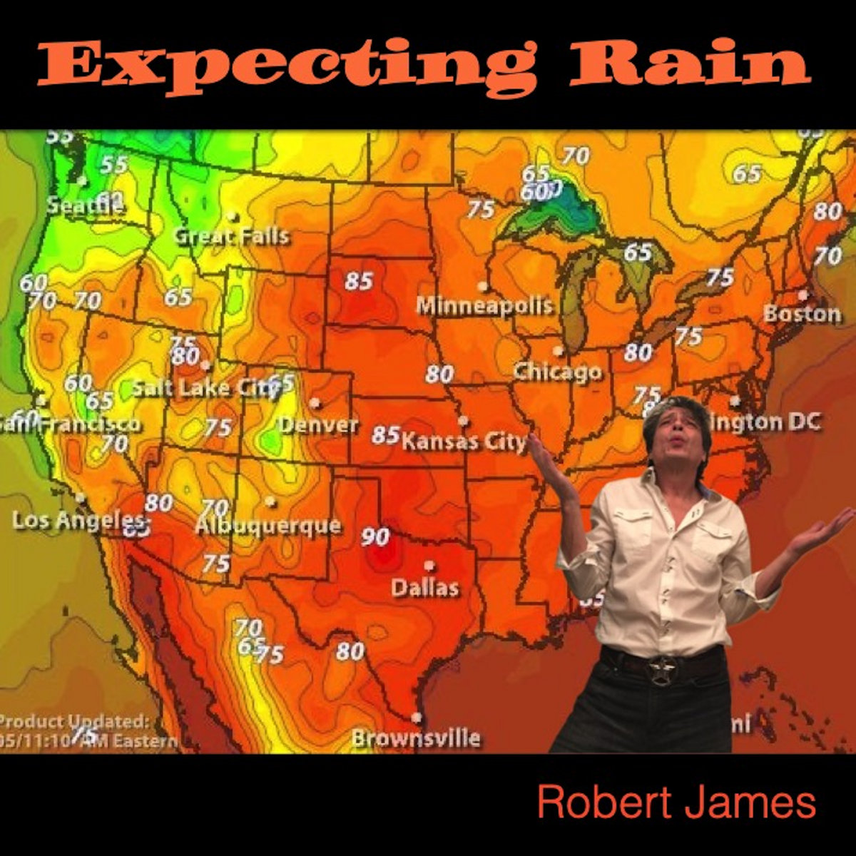 Picture of Robert James in front of a weather map